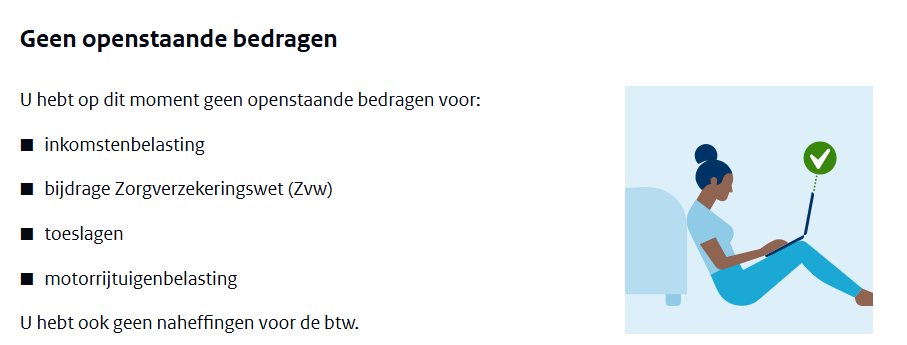 Overzicht openstaande posten Belastingdienst